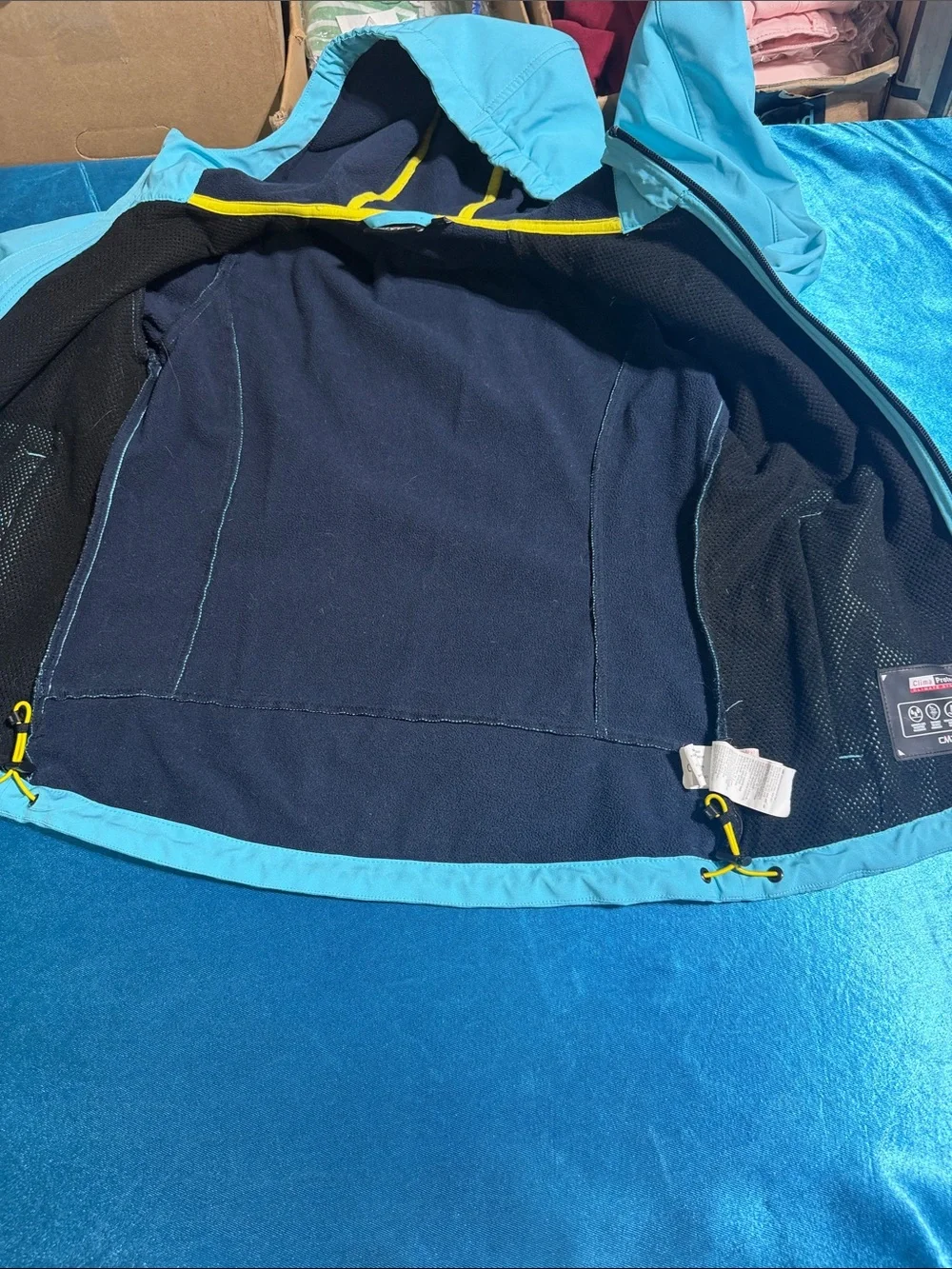 Children's Aqua Hooded Raincoat with Contrast Trim